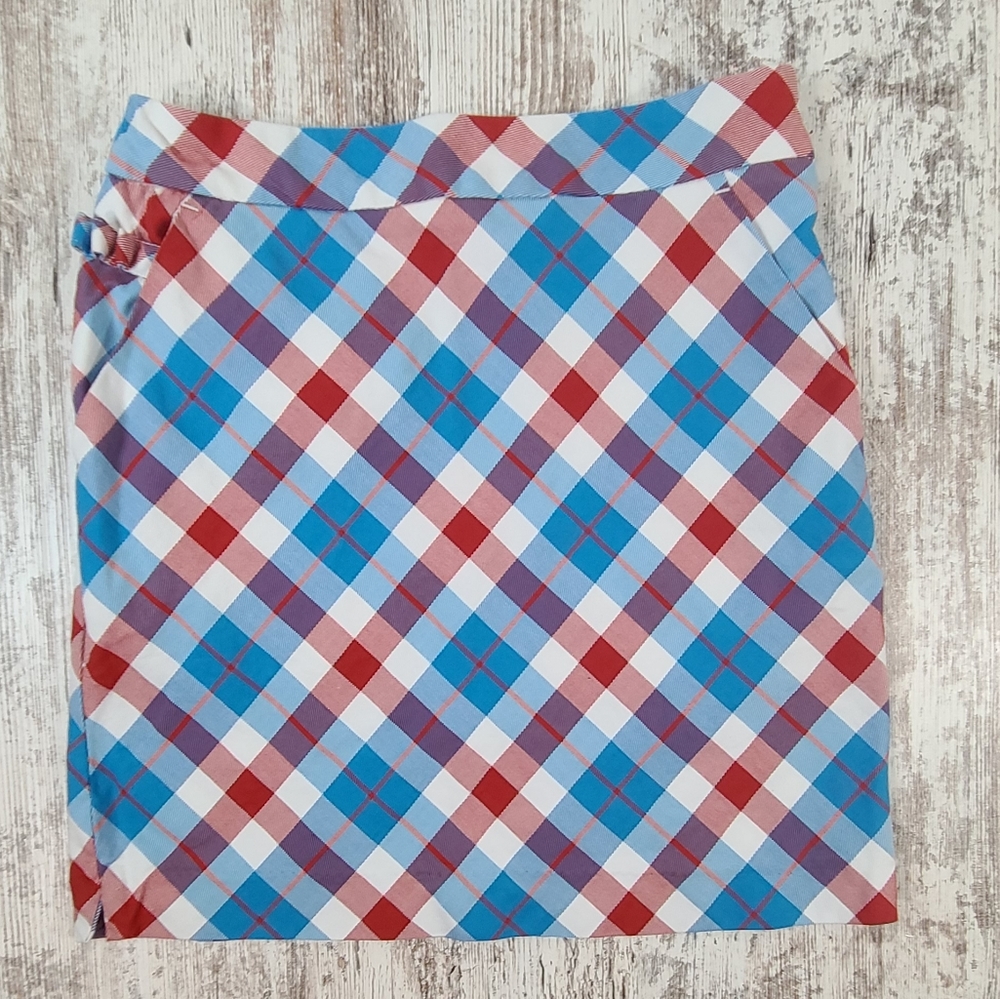 Women's golf skort Royal & Awesome Diagonal Plaid 4 cute